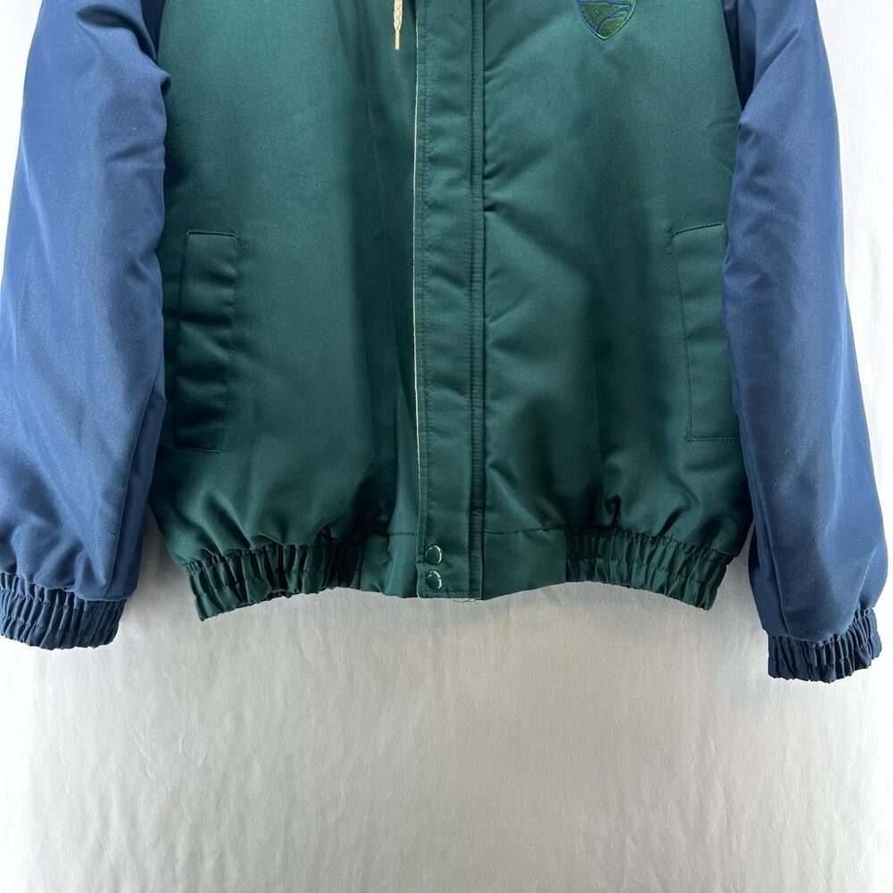 California Imperial Bomber Jacket Men L Zip Up Quilt Lined Colorblock Green Blue - Picture 3 of 11